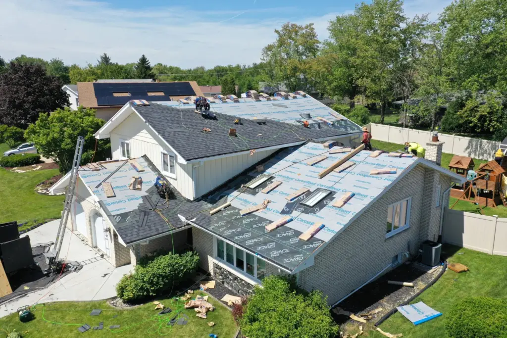 Roof repair on a Bolingbrook, Illinois home