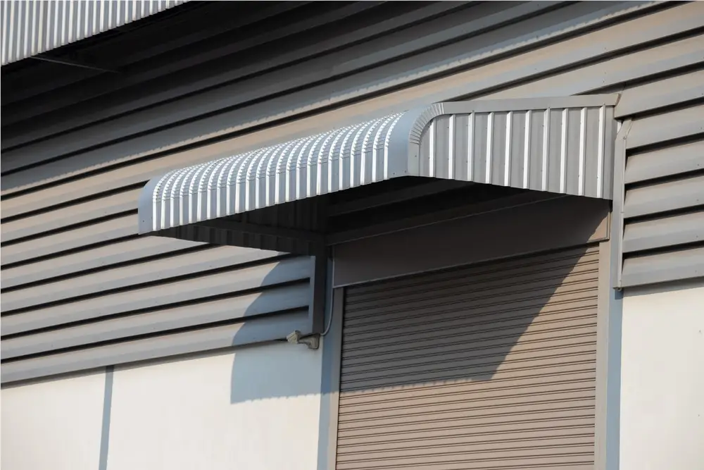 Awning installed on a home exterior