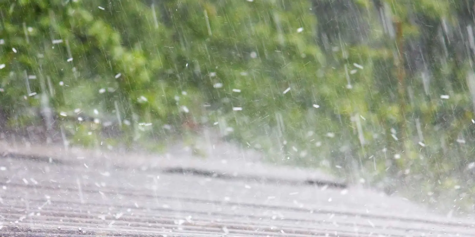 Hail and heavy rain coming down during a storm