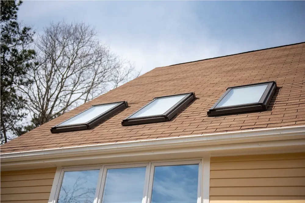 Skylights set into an older roof