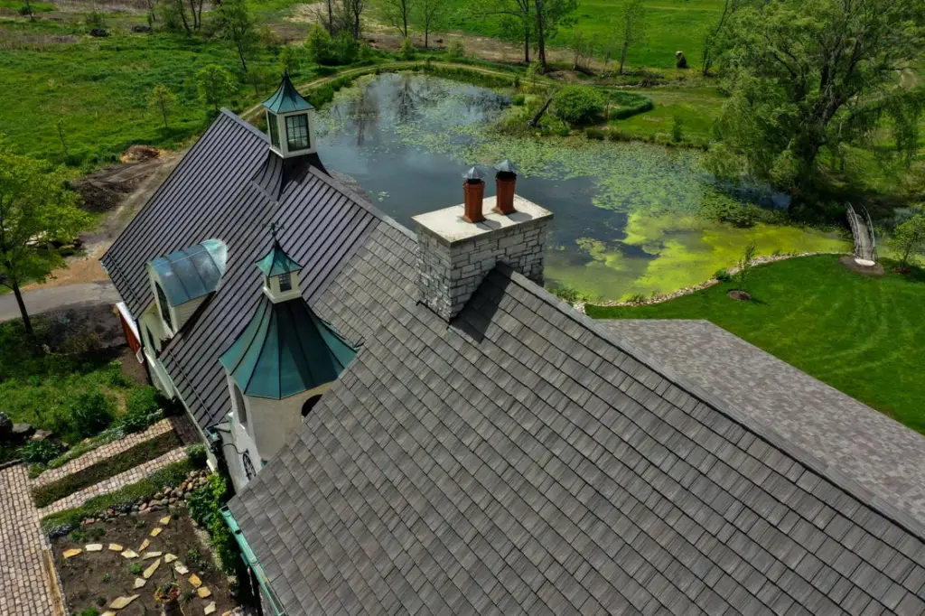 Brava shake and metal roof on a Lake Forest home