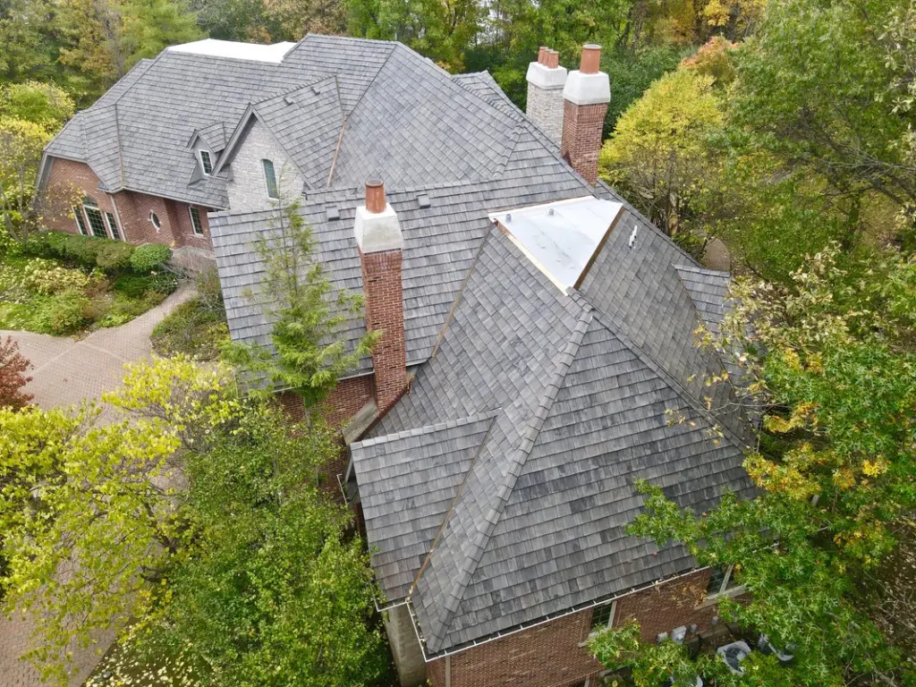 Brava cedar shake roof on a Lake Forest home