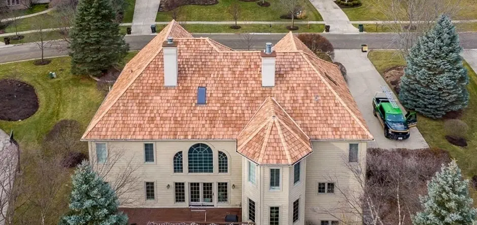 Real cedar shake roof on a Libertyville home