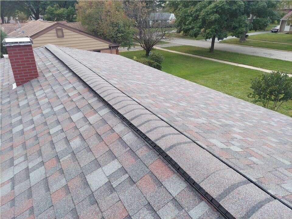 Roofing, gutter and door project on North Linden Avenue in Palatine, IL